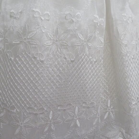 Kids Sz 3 White Baptism Christening Dress Embroidered Bows Flowers Puffy Sleeves - Picture 4 of 7